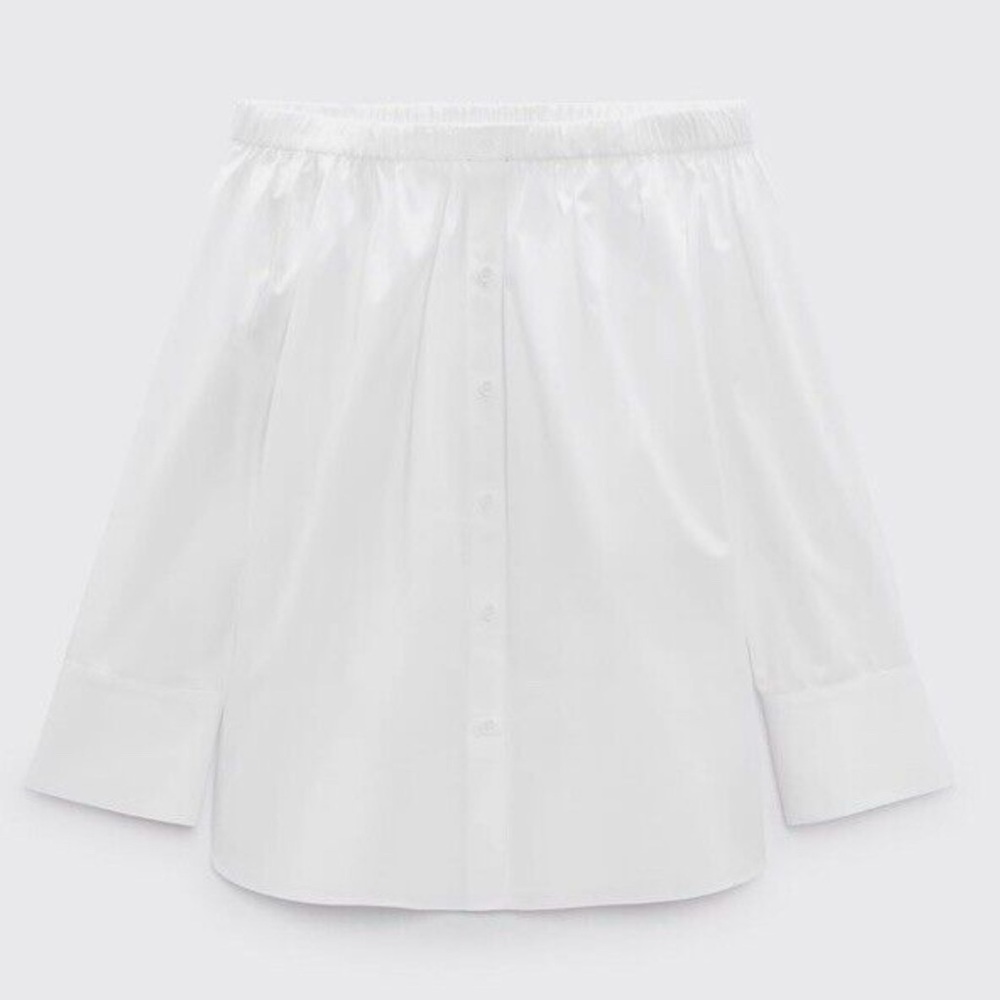 NWOT Zara off shoulder poplin button down shirt